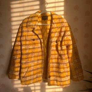 DRIFTWOOD Yellow and White Plaid Teddy Jacket